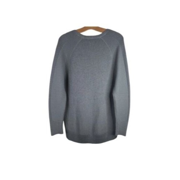 Athleta Hanover V Neck Sweater Womens Size M Merino Wool Blend Gray Oversized - Picture 6 of 13